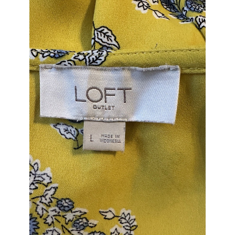 LOFT OUTLET Yellow Ruffled Sleeveless Blouse; Size Large - Picture 2 of 3